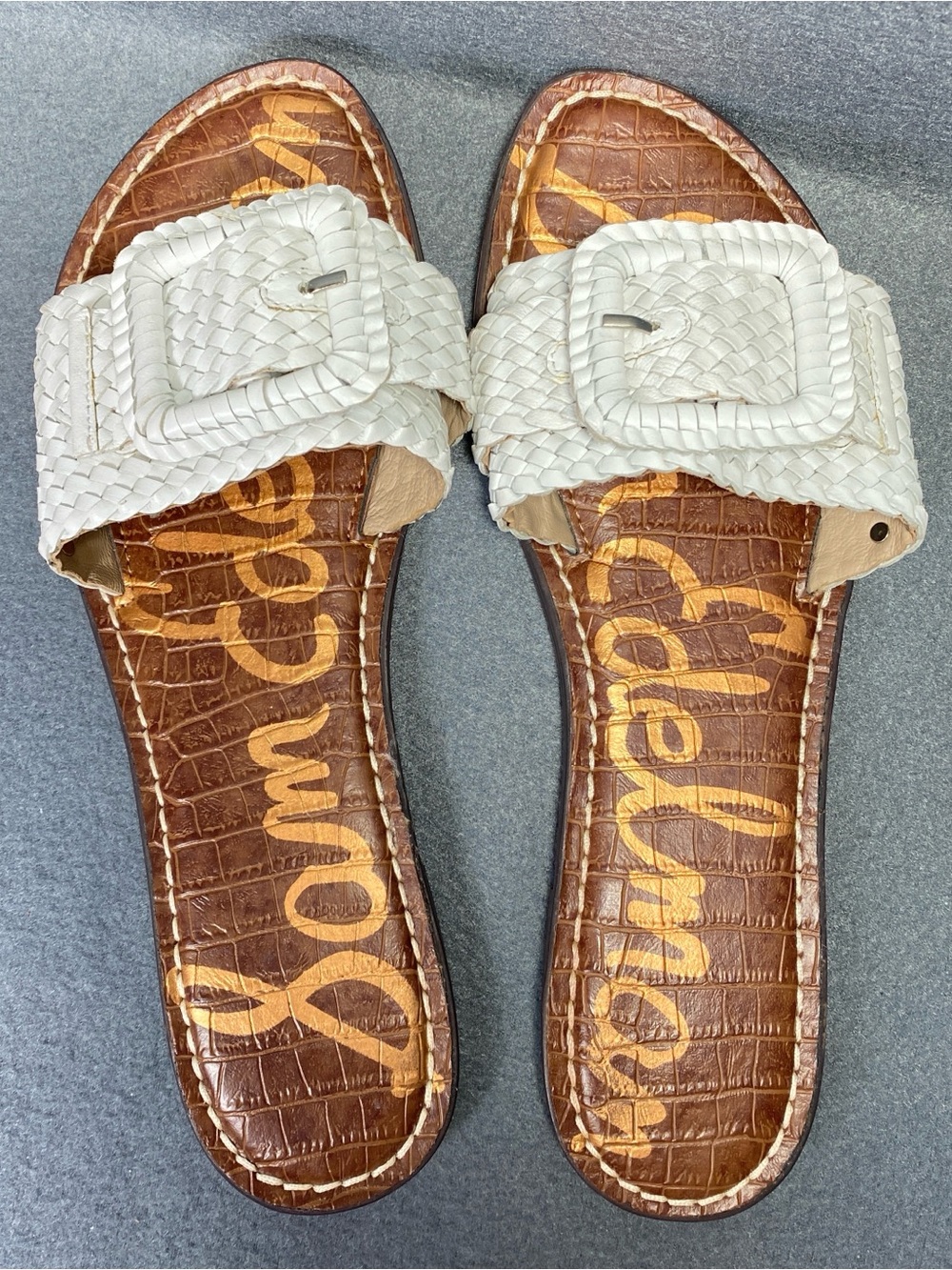 Sam Edelman-Gabriela White Woven Leather Flats Sandals w/Buckle Women’s Sz 9.5 M - Picture 6 of 16